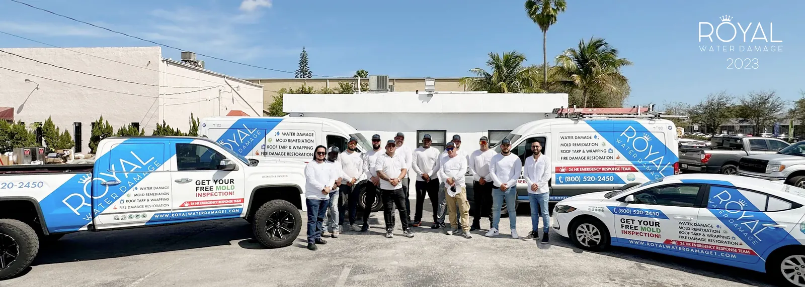 Royal Water Damage crew in their Royal shirts